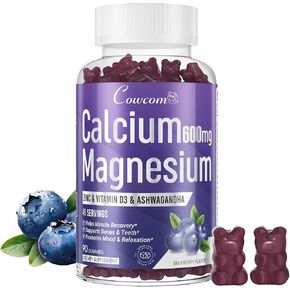 Calcium Magnesium Zinc Gummies Sugar-Free with Vitamin D3 B6 B12,High Absorption Calcium Magnesium Supplement,Bone, Muscles,Calm Mood,Sleep Support for Kids adults,90 Count Vegan Strawberry Flavor
