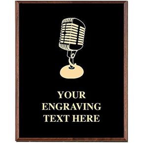 Crown Awards Microphone Plaques, Custom Engraved Singing Trophy Plaque Award, Great Customizable Microphone Gift Prime