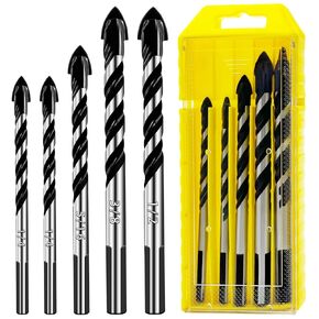 Masonry Drill Bit, 1/8"-1/2" Concrete Drill Bit Set Stucco Drill Bit Brick Drill Bit Masonry Drill Bits for Brick Brick/Glass/Tile/Plastic/Cement (Double Helix, 10 Pcs Set)