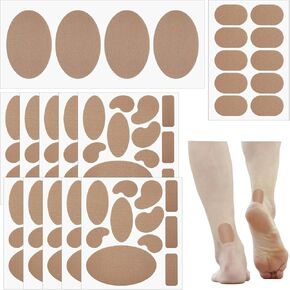 12 Sheets Moleskin Adhesive Pads, Multi-Shaped & Special-Shaped & Oblate & Oval Moleskin Tape, Flannel Adhesive Pads Anti-Wear Moleskin Strips Patch to Prevent Skin Blister for Feet Heels, 124 Pcs