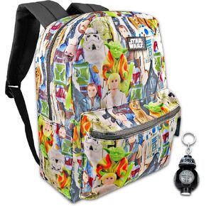 Star Wars Backpack Kids - Star Wars School Backpack Bundle with 16" Star Wars Backpack for Boys Plus BB-9E Keychain | Star Wars Travel Bags for Kids