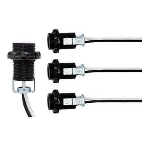 Creative Hobbies 4 Pack - E12 Candelabra Socket with 12" Leads, External Threading, Mounting Bracket, Keyless and Finishing Ring