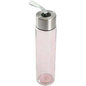 DipSip Water Bottle plastic 18 oz Stainless Steel Screw Cap Lid with Strap (Clear), 9
