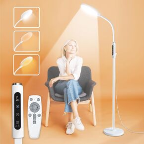 PRIMETEK Light Therapeutic Lamp, Dual Control with Remote & Touch Screen, 10000LUX, Adjustable Neck, Multi-Purpose, Portable, LED Light Technology, 5 Color Temperatures & 10 Brightness Levels, UV-Free