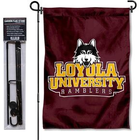 College Flags & Banners Co. Loyola Chicago Ramblers Garden Flag with Pole Stand Holder