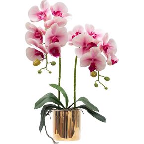 Artificial Orchid Flowers White Faux Orchids with Ceramic Vase Vivid Fake Phalaenopsis Flower Arrangement Gorgeous Artificial Plants for Office Desk Wedding Party Exhibition Center & Home Table Decor in Kuwait