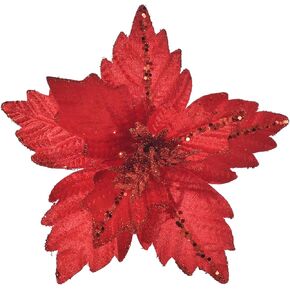 Christmas Poinsettia 10pcs 9.4-Inch Large Christmas Flowers Picks Spray Artificial Glitter Flower Ornaments for Christmas Tree Wreath Garland Decoration (Red)