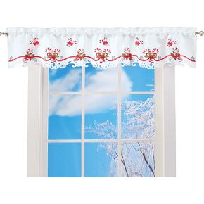 Collections Etc Embroidered Candy Cane Window Curtains with Rod Pocket Top - Holiday Home Decor for Any Room
