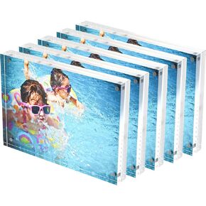 DreamShore 5x7 Acrylic Magnetic Picture Frame, 3 Pack Clear Frameless Rectangle Photo Frame for Desktop Display
