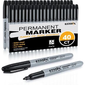 Red Permanent Markers Bulk, 40 Packs Fine Tip Permanent Markers, Waterproof Markers, Premium Smear Proof Pens, Quick Drying, Office Supplies for School, Office, Home