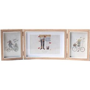 Three Picture Frame 5x7 Picture Frame 4x6 Desk Photo Frame Hinged Folding Triple Photo Frames with Glass Covers for Wall Desktop Home Decor