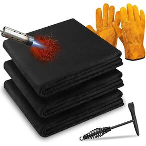 Carbon Felt Welding Blanket Fireproof 3 Pack,Thickened 5mm Flame Retardant Welding Blanket,20" x 20" Heat Resistant Blanket Set,Up to 1800°F Heat Retardant Insulation Welding Mat Pad