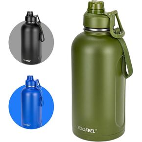 زجاجة مياه معزولة بوزن 32 أونصة من توفييل، زجاجة مياه معزولة بتفريغ الهواء بجدار مزدوج مع شفاطة، غطاء قفل مقاوم للتسرب مع فوهة من السيليكون الناعم، قابلة لإعادة الاستخدام، خالية من مادة BPA، أسود منتصف الليل in Kuwait