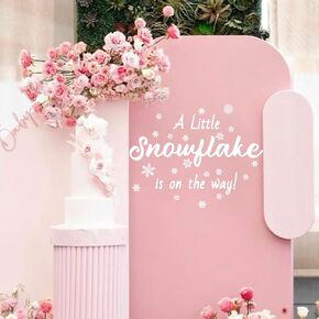 A Little Snowflake is On The Way Decal - Winter Wonderland Baby Shower White Frosty Backdrop,Gender Reveal Decorations,Wall Stickers Baby Shower Decal Sign (Snowflake Decal White)