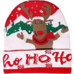 Christmas Beanie Hat Brimless Knit Wool Hat Cuffless Santa Hat for Men & Women Christmas Hat for The Holidays