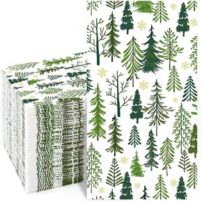 Homlouue 100 PCS Christmas Napkins Disposable, 3-Ply Watercolor Cedar Snowflake Napkins, Christmas Paper Napkins Hand Towels for Bathroom, Christmas Dinner Napkins Disposable for Xmas Winter Holiday