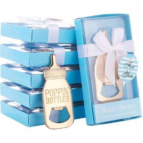 Set of 24 Bottle Opener Baby Shower Favor For Guest,Cute Poppin Bottle Shaped Bottle Opener Favors for Baby Shower Souvenir Supplies and Decorations For Boy or Girl (Real Blue, 24)