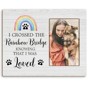 Pet Memorial Picture Frame 4x6, Rainbow Bridge Dog Memorial Gifts, Dog Memorial Photo Frame, Pet Memorial Gifts Cat, Dog Memorial Gifts for Loss of Dog, Pet Memorial Gifts for Dogs
