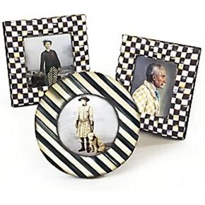 MACKENZIE-CHILDS Courtly Frames Gift Set, Cute Picture Frame Set, Round, Square, and Rectangular Photo Frames, Set of 3