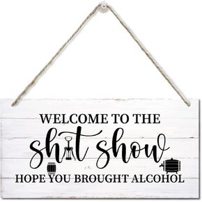 Welcome To The Shitshow Sign, Printed Wood Plaque Sign Wall Hanging, Welcome To Shitshow Home Decor, Farmhouse Rustic Wall Decor Sign Gift, Rustic Farmhouse Wall Decor For Living Room, Size 12" x 6"