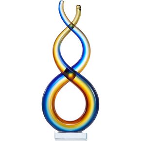 Luxury Lane Hand Blown Wave Sommerso Art Glass Scultpure 14.5 inch Tall