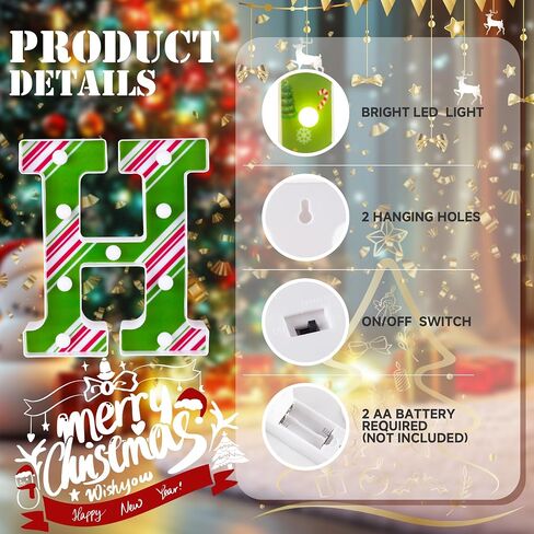 Christmas Decorations-Light Up Letters, 3 LED Marquee Letters JOY Sign, Battery Powered LED Letter Lights for Xmas Home, Christmas Table, Wall Decor, Fireplace in Saudi Arabia