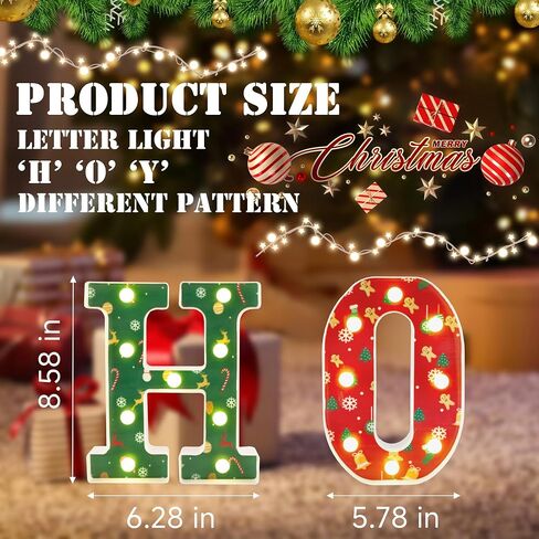 Christmas Decorations-Light Up Letters, 3 LED Marquee Letters JOY Sign, Battery Powered LED Letter Lights for Xmas Home, Christmas Table, Wall Decor, Fireplace in Saudi Arabia