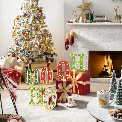Christmas Decorations-Light Up Letters, 3 LED Marquee Letters JOY Sign, Battery Powered LED Letter Lights for Xmas Home, Christmas Table, Wall Decor, Fireplace in Saudi Arabia