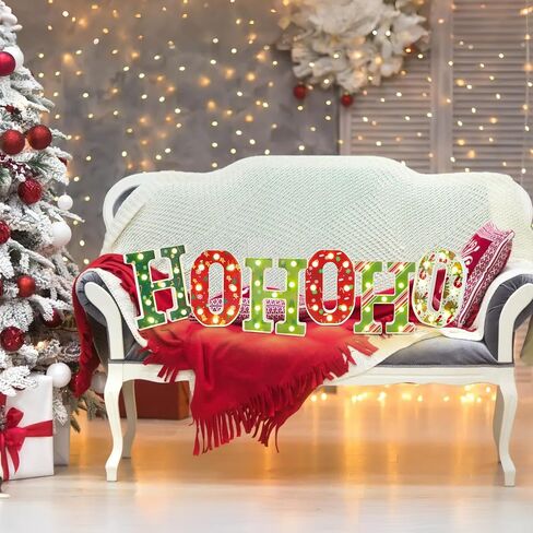 Christmas Decorations-Light Up Letters, 3 LED Marquee Letters JOY Sign, Battery Powered LED Letter Lights for Xmas Home, Christmas Table, Wall Decor, Fireplace in Saudi Arabia