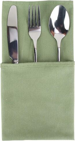 Solid Color Cotton Blended Dinner Cloth Napkins - Set of 12 (17 x 17 inches) - for Events & Home Use (Olive) in Saudi Arabia