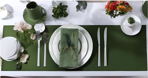 Solid Color Cotton Blended Dinner Cloth Napkins - Set of 12 (17 x 17 inches) - for Events & Home Use (Olive) in Saudi Arabia