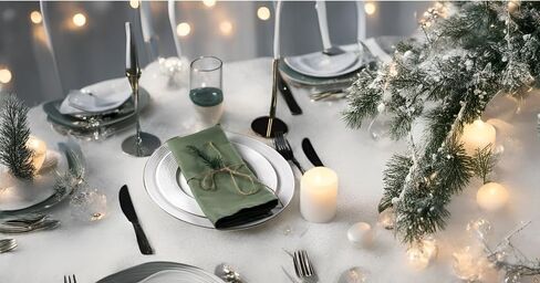 Solid Color Cotton Blended Dinner Cloth Napkins - Set of 12 (17 x 17 inches) - for Events & Home Use (Olive) in Saudi Arabia