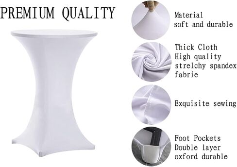 أغطية طاولات الكوكتيل Highboy Spandex مقاس 32x43 بوصة من Tina باللون الأسود، أغطية طاولات الكوكتيل من الألياف اللدنة، مفرش طاولة كوكتيل قابل للتمدد للطاولات المستديرة in Saudi Arabia