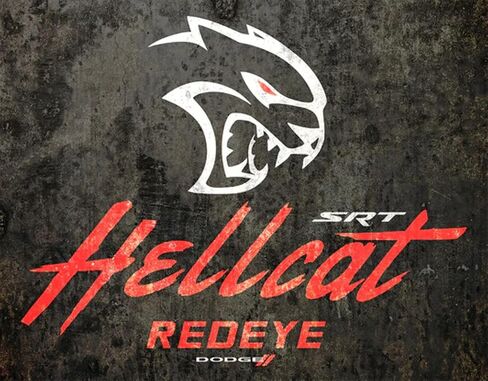 Dodge SRT Hellcat Redeye Logo Metal Wall Sign with Rhombus Logo 16" x 12.5" in Kuwait