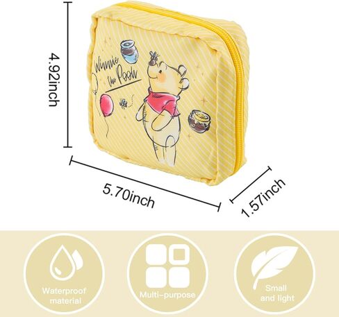 قطعتان من حامل فترة تخزين المناديل الصحية من Pooh Bear، حقيبة تخزين الفوط الصحية Eeyore Piglet، حامل وسادة تامبون للنساء (أصفر) in Kuwait
