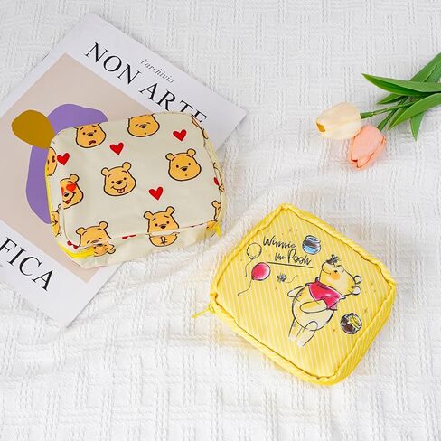 قطعتان من حامل فترة تخزين المناديل الصحية من Pooh Bear، حقيبة تخزين الفوط الصحية Eeyore Piglet، حامل وسادة تامبون للنساء (أصفر) in Kuwait
