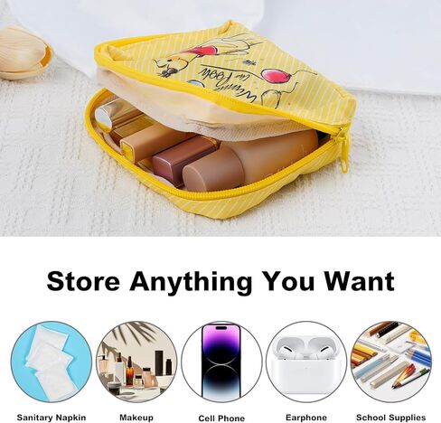 قطعتان من حامل فترة تخزين المناديل الصحية من Pooh Bear، حقيبة تخزين الفوط الصحية Eeyore Piglet، حامل وسادة تامبون للنساء (أصفر) in Kuwait