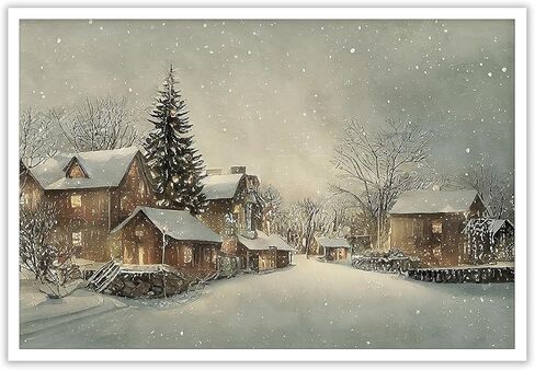 Huabsad Vintage Christmas Canvas Wall Art 18th Century Winter Village Landscape Famous Oil Painting Art Work Prints Farmhouse Aesthetic Pictures Wall Decor 12x16in Unframed in Saudi Arabia