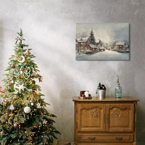 Huabsad Vintage Christmas Canvas Wall Art 18th Century Winter Village Landscape Famous Oil Painting Art Work Prints Farmhouse Aesthetic Pictures Wall Decor 12x16in Unframed in Saudi Arabia