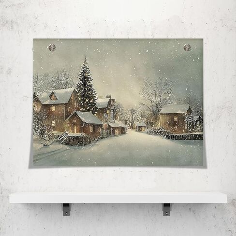 Huabsad Vintage Christmas Canvas Wall Art 18th Century Winter Village Landscape Famous Oil Painting Art Work Prints Farmhouse Aesthetic Pictures Wall Decor 12x16in Unframed in Saudi Arabia