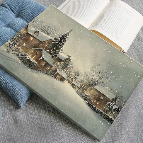 Huabsad Vintage Christmas Canvas Wall Art 18th Century Winter Village Landscape Famous Oil Painting Art Work Prints Farmhouse Aesthetic Pictures Wall Decor 12x16in Unframed in Saudi Arabia
