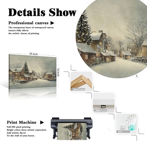 Huabsad Vintage Christmas Canvas Wall Art 18th Century Winter Village Landscape Famous Oil Painting Art Work Prints Farmhouse Aesthetic Pictures Wall Decor 12x16in Unframed in Saudi Arabia