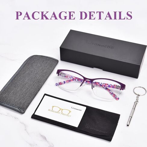 FONHCOO Bifocal Reading Glasses for Women, Metal Spring Hinge Blue Light Blocking Half Frame Readers Anti UV/Glare/Eyestrain in Saudi Arabia