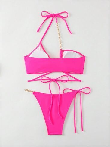OYOANGLE Women's 2 Piece Bikini Set Criss Cross Halter String Swimsuit Tie Side Bathing Suits in Kuwait
