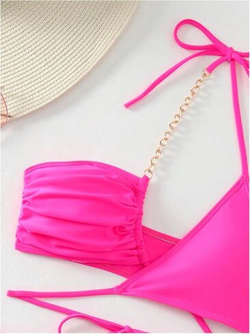 OYOANGLE Women's 2 Piece Bikini Set Criss Cross Halter String Swimsuit Tie Side Bathing Suits in Kuwait