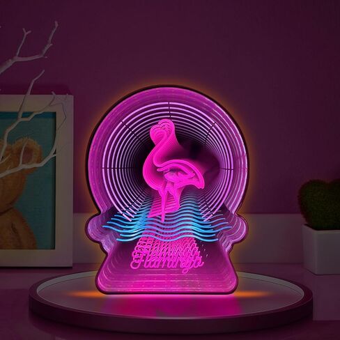 3D Infinity Mirror Light Tunnel Light LED Night Light Decoration Abyss Neon Modern Style Home Studio Decoration Cosmetic Mirror Gift Halloween Party Decoration Birthday (Cat) in Saudi Arabia