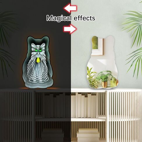 3D Infinity Mirror Light Tunnel Light LED Night Light Decoration Abyss Neon Modern Style Home Studio Decoration Cosmetic Mirror Gift Halloween Party Decoration Birthday (Cat) in Saudi Arabia