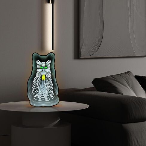 3D Infinity Mirror Light Tunnel Light LED Night Light Decoration Abyss Neon Modern Style Home Studio Decoration Cosmetic Mirror Gift Halloween Party Decoration Birthday (Cat) in Saudi Arabia