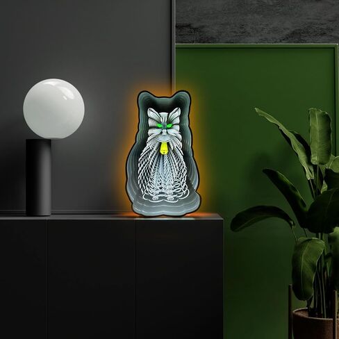 3D Infinity Mirror Light Tunnel Light LED Night Light Decoration Abyss Neon Modern Style Home Studio Decoration Cosmetic Mirror Gift Halloween Party Decoration Birthday (Cat) in Saudi Arabia