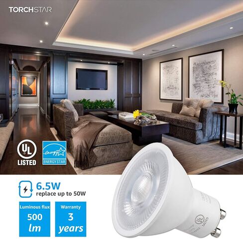 TORCHSTAR 12-Pack GU10 LED Bulbs Dimmable, 500LM 50W Halogen Equivalent, 4000K Cool White, 40° Beam Angle MR16 Spot Light Bulb for Recessed Lighting Track Lighting, UL & Energy Star Listed in Saudi Arabia